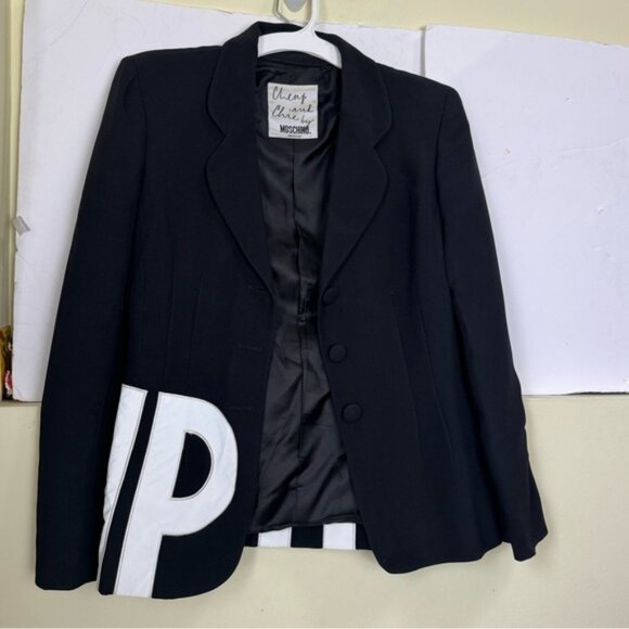 Moschino Cheap Chic Vintage 90s Appliqués CHEAP 3 Button Fitted Blazer Jacket 10 - Picture 7 of 15